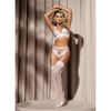 Floral Lace & Mesh Top Garter Belt & Peek A Boo Panty White MD - Lingerie - Packaged
