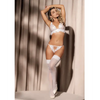 Floral Lace & Mesh Top Garter Belt & Peek A Boo Panty White MD - Lingerie - Packaged
