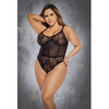Floral Lace & Mesh Underwire Bodysuit w/Lace Up Back Black 1X/2X - Lingerie - Plus/Queen - Packaged