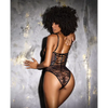 Floral Lace & Mesh Underwire Bodysuit w/Lace Up Back Black MD - Lingerie - Packaged