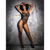 Floral Lace & Mesh Underwire Bodysuit w/Lace Up Back Black MD - Lingerie - Packaged