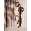 Floral Lace Teddy w/Caged Back White S/M - Lingerie - Packaged