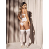 Floral Lace Teddy w/Caged Back White S/M - Lingerie - Packaged