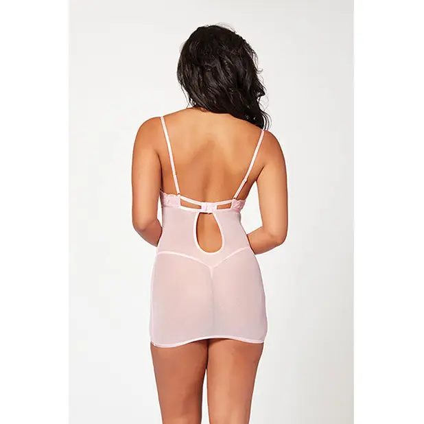 Floral Mesh Chemise & G-String Pink LG - Lingerie - Hanging
