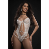 Floral Sheer Plunge Teddy Lavish White O/S - Lingerie - Packaged