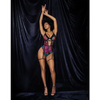 Flower Print Mesh Underwire Teddy w/Detachable Garter Straps Multi Color L/XL - Lingerie - Packaged