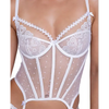 Forever Yours Embroidered Bustier & Thong White SM - Lingerie - Hanging