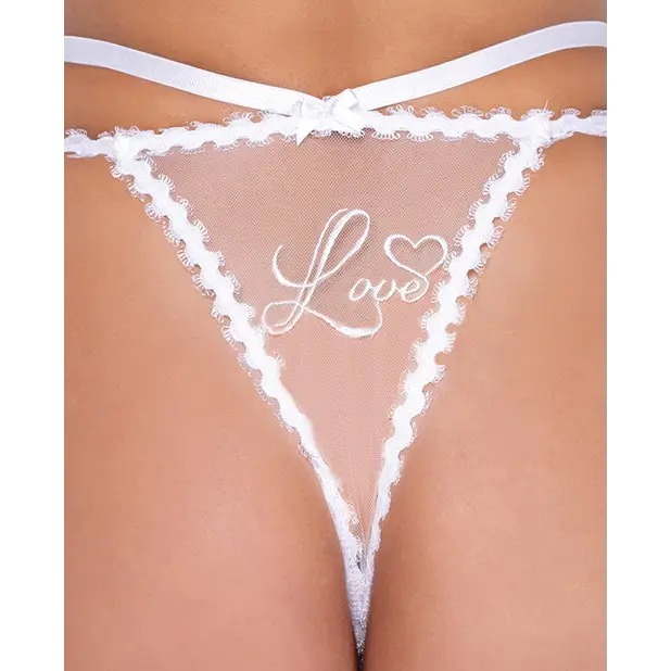 Forever Yours Embroidered Long Line Bra & Panty White MD - Lingerie - Hanging
