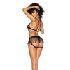 Fringe Halter Top & Open Back Bottom w/Front Zipper Black S/M - Lingerie - Packaged