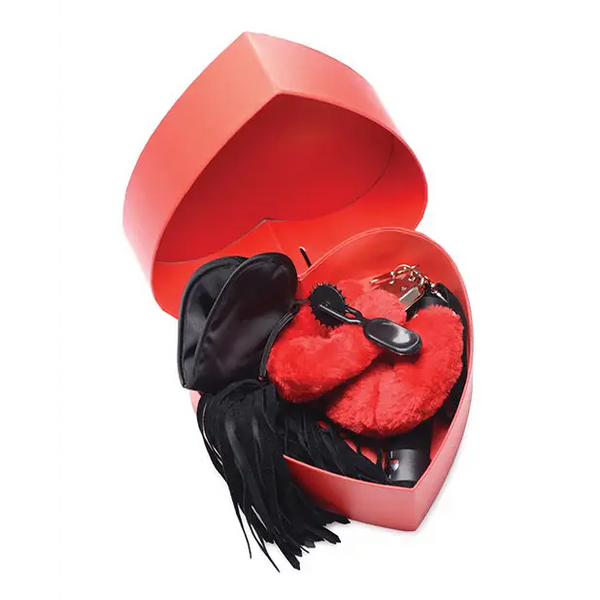 Frisky Passion Fetish Kit w/Heart Gift Box - Red - Bondage Blindfolds & Restraints