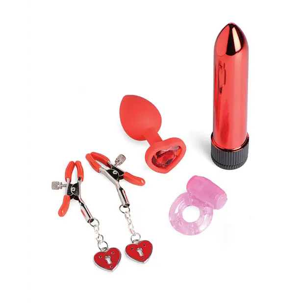 Frisky Passion Heart Gift Set - Red - Stimulators
