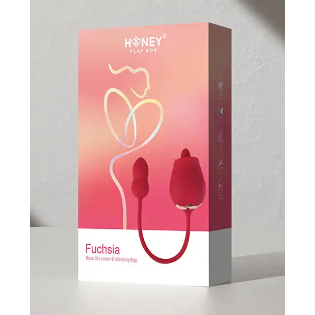 Fuchsia Rose Clit Licking Stimulator & Vibrating Egg - Red - Stimulators