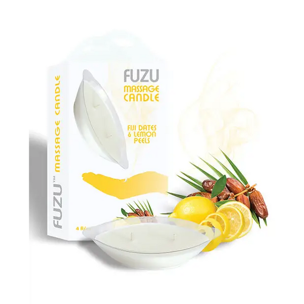 Fuzu Massage Candle - 4 oz Fiji Dates & Lemon Peel - Setting The Mood