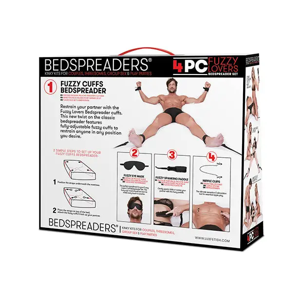 Fuzzy Lovers 4 pc Bedspreader Set - Bondage Blindfolds & Restraints