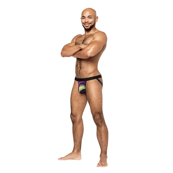 Galactic Sheer Poly Spandex Strappy Ring Jock Multi Color L/XL - Lingerie - Packaged