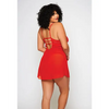 Galloon Lace & Fine Mesh Babydoll & G-String Red 3X - Lingerie - Plus/Queen - Hanging