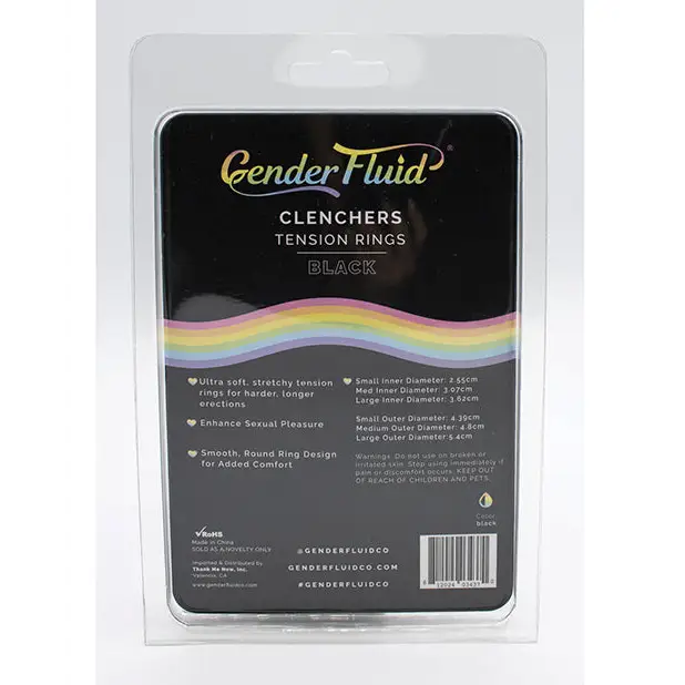 Gender Fluid Clincher Tension Ring Set - Black - Penis Enhancement