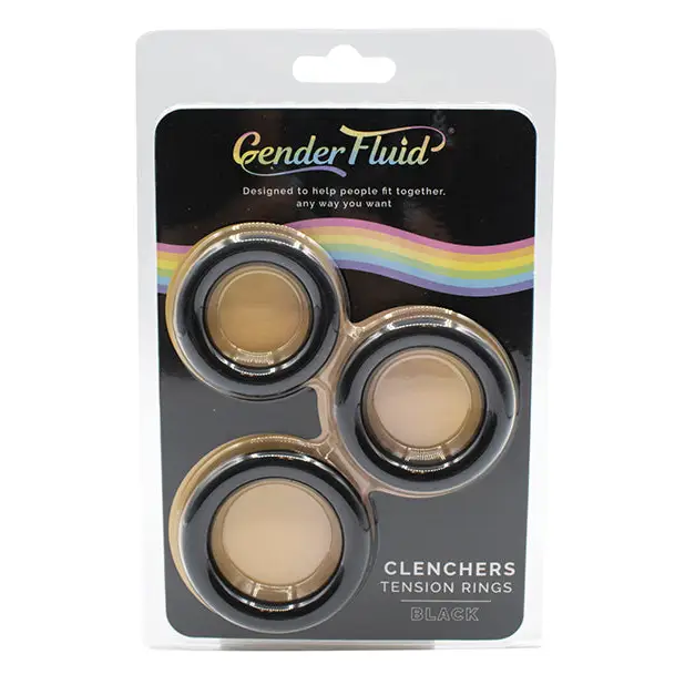 Gender Fluid Clincher Tension Ring Set - Black - Penis Enhancement