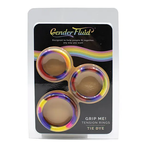 Gender Fluid Grip Me! Tension Ring Set - Tie Dye - Penis Enhancement