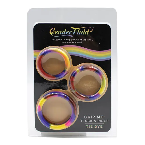 Gender Fluid Grip Me! Tension Ring Set - Tie Dye - Penis Enhancement