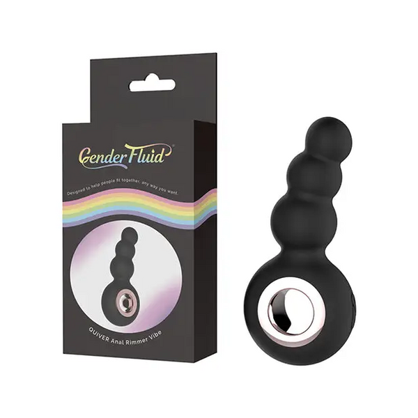 Gender Fluid Quiver Anal Ring Bead Vibe - Black - Anal Products
