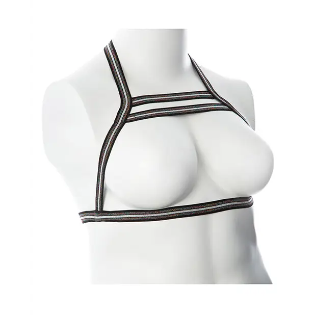 Gender Fluid Silver Lining Harness - S-L Black/Silver - Bondage Blindfolds & Restraints