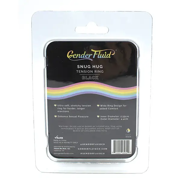 Gender Fluid Snug Hug Tension Ring - Black - Penis Enhancement