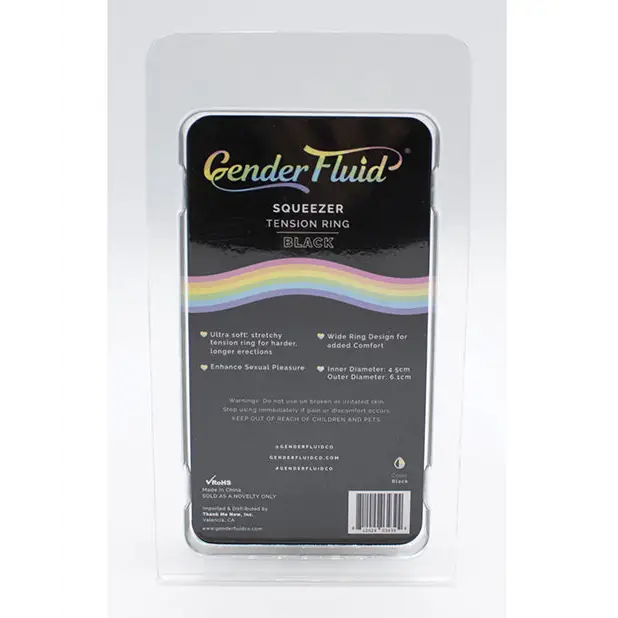 Gender Fluid Squeezer Tension Ring - Black - Penis Enhancement