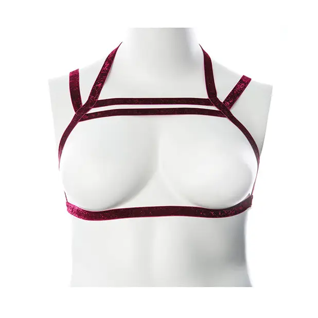 Gender Fluid Sugar Coated Harness - S-L Raspberry Glitter - Bondage Blindfolds & Restraints