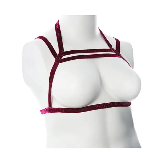 Gender Fluid Sugar Coated Harness - S-L Raspberry Glitter - Bondage Blindfolds & Restraints