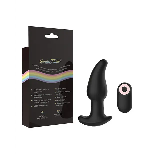 Gender Fluid Twirler Anal Vibe w/Remote - Black - Anal Products