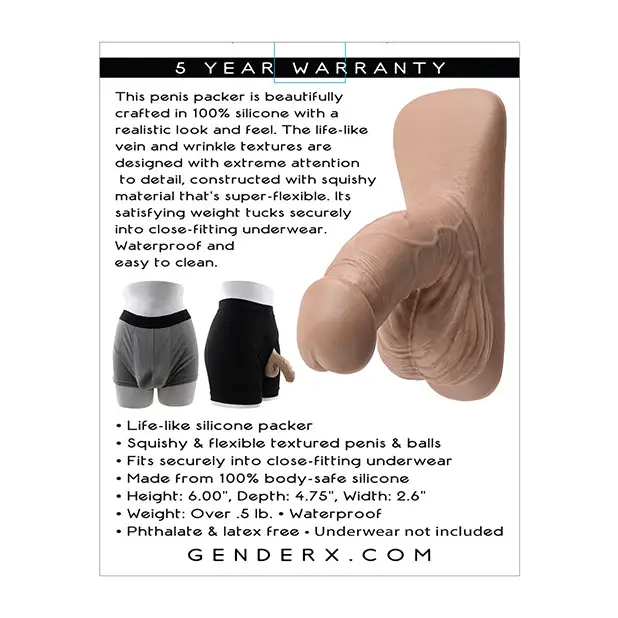 Gender X 4’’ Silicone Packer - Tan - Transgender Products