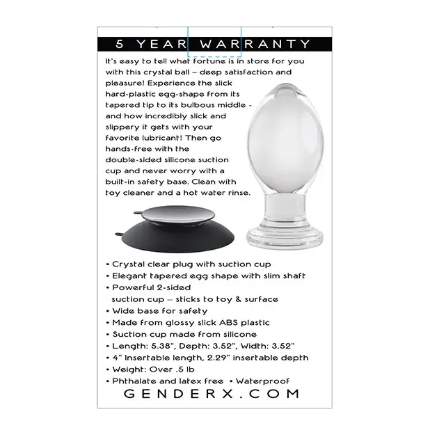 Gender X Crystal Ball Plug w/Suction Cup - Clear - Anal Products