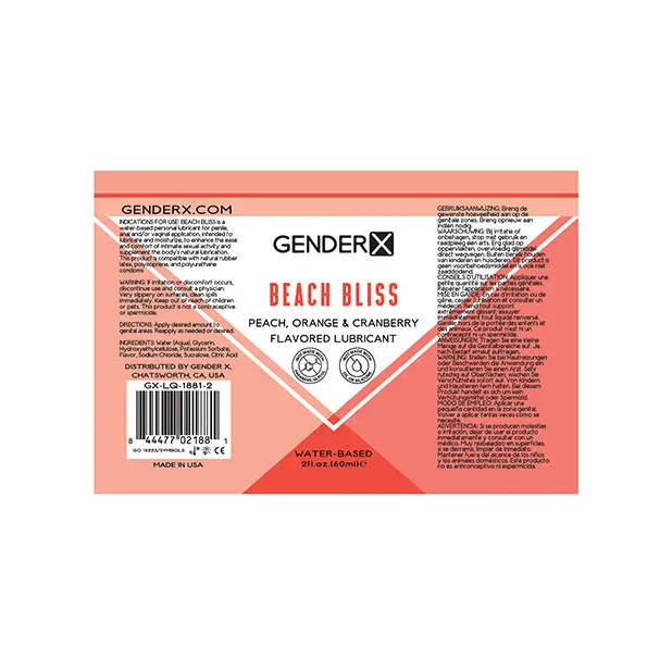 Gender X Flavored Lube - 2 oz Beach Bliss - Lubricants