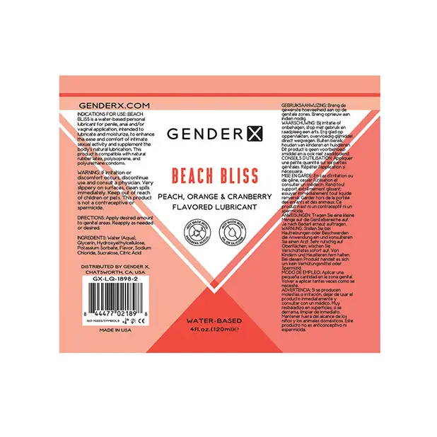 Gender X Flavored Lube - 4 oz Beach Bliss - Flavored