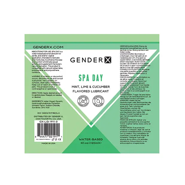 Gender X Flavored Lube - 4 oz Spa Day - Flavored