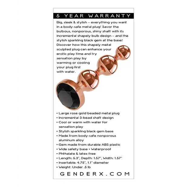 Gender X Gold Digger Large - Rose Gold/Black - Anal Products
