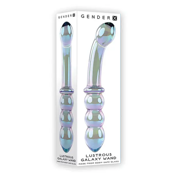 Gender X Lustrous Galaxy Wand Dual Ended Glass Massager - Green - Dongs & Dildos