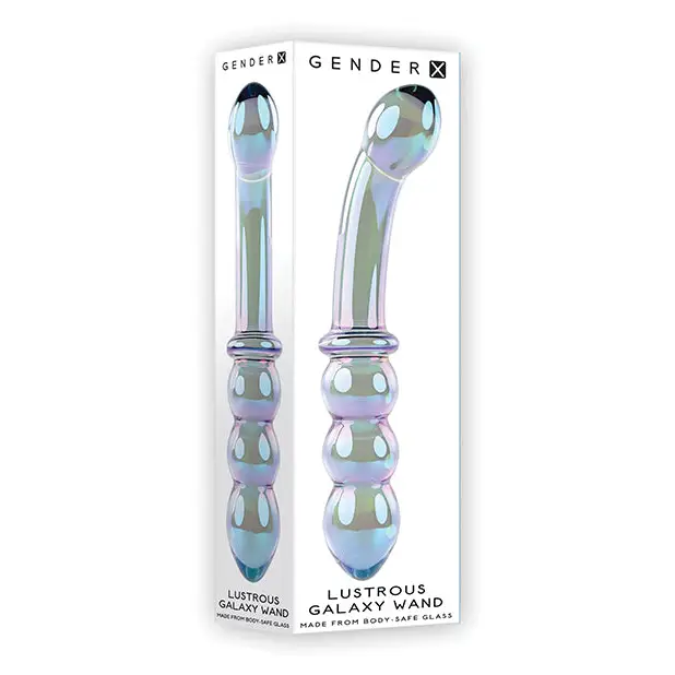 Gender X Lustrous Galaxy Wand Dual Ended Glass Massager - Green - Dongs & Dildos