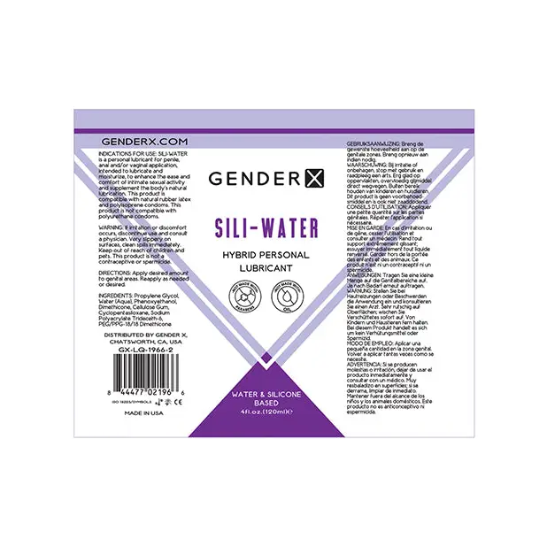 Gender X Sili-Water - 4 oz - Lubricants