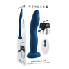Gender X Snuggle Up Dual Motor Strap On Vibe w/Harness - Blue - Strap Ons