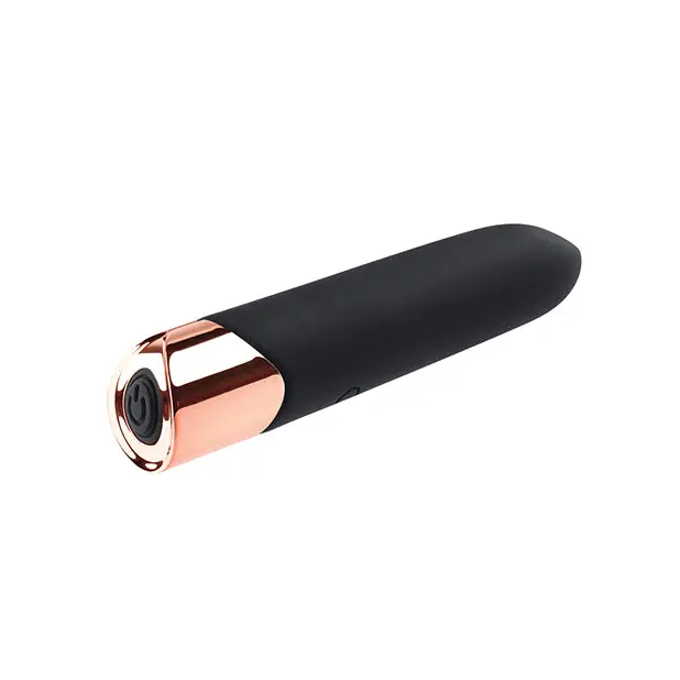 Gender X The Gold Standard Rechargeable Silicone Bullet - Black/Rose Gold - Stimulators
