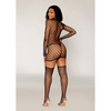 Geometric Fence Net Turtleneck Garter Dress w/Stockings - Black O/S - Lingerie - Packaged
