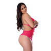 Get It Girl Lace Halter Teddy w/Snap Crotch - Pink QN - Lingerie - Plus/Queen - Packaged