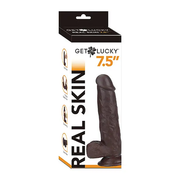 Get Lucky 7.5’’ Real Skin Series - Dark Brown - Dongs & Dildos