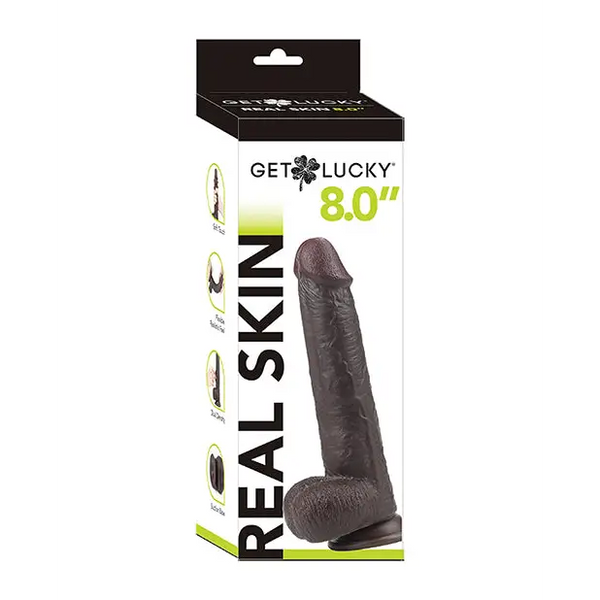 Get Lucky 8.0’’ Real Skin Series - Dark Brown - Dongs & Dildos
