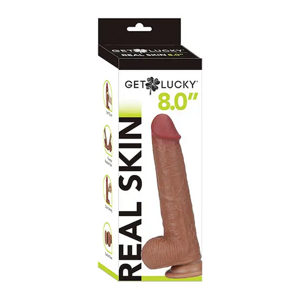 Get Lucky 8.0’’ Real Skin Series - Light Brown - Dongs & Dildos
