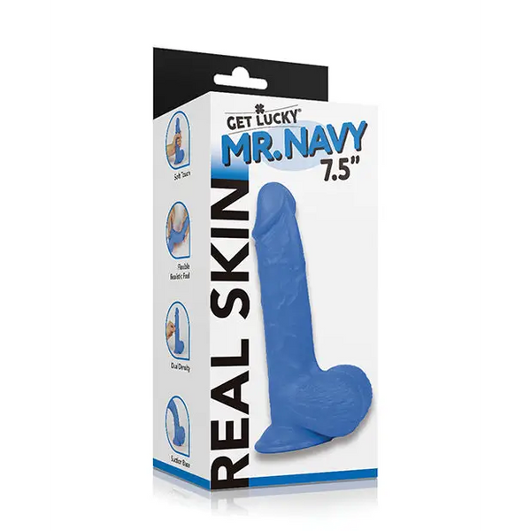 Get Lucky Mr. Navy 7.5’’ Dual Layer Dong - Dongs & Dildos