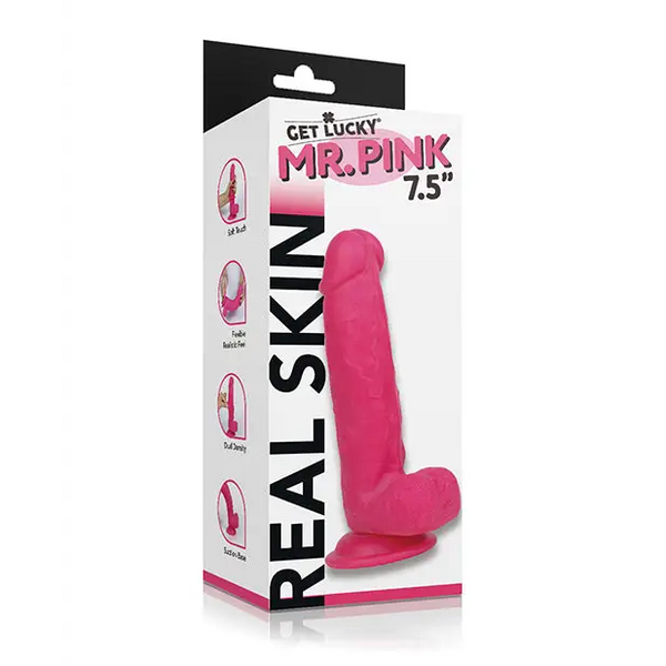 Get Lucky Mr. Pink 7.5’’ Dual Layer Dong - Dongs & Dildos