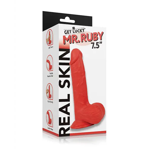 Get Lucky Mr. Ruby 7.5’’ Dual Layer Dong - Dongs & Dildos